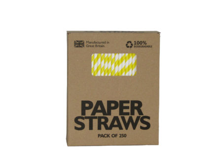 yellow paper straw front box
