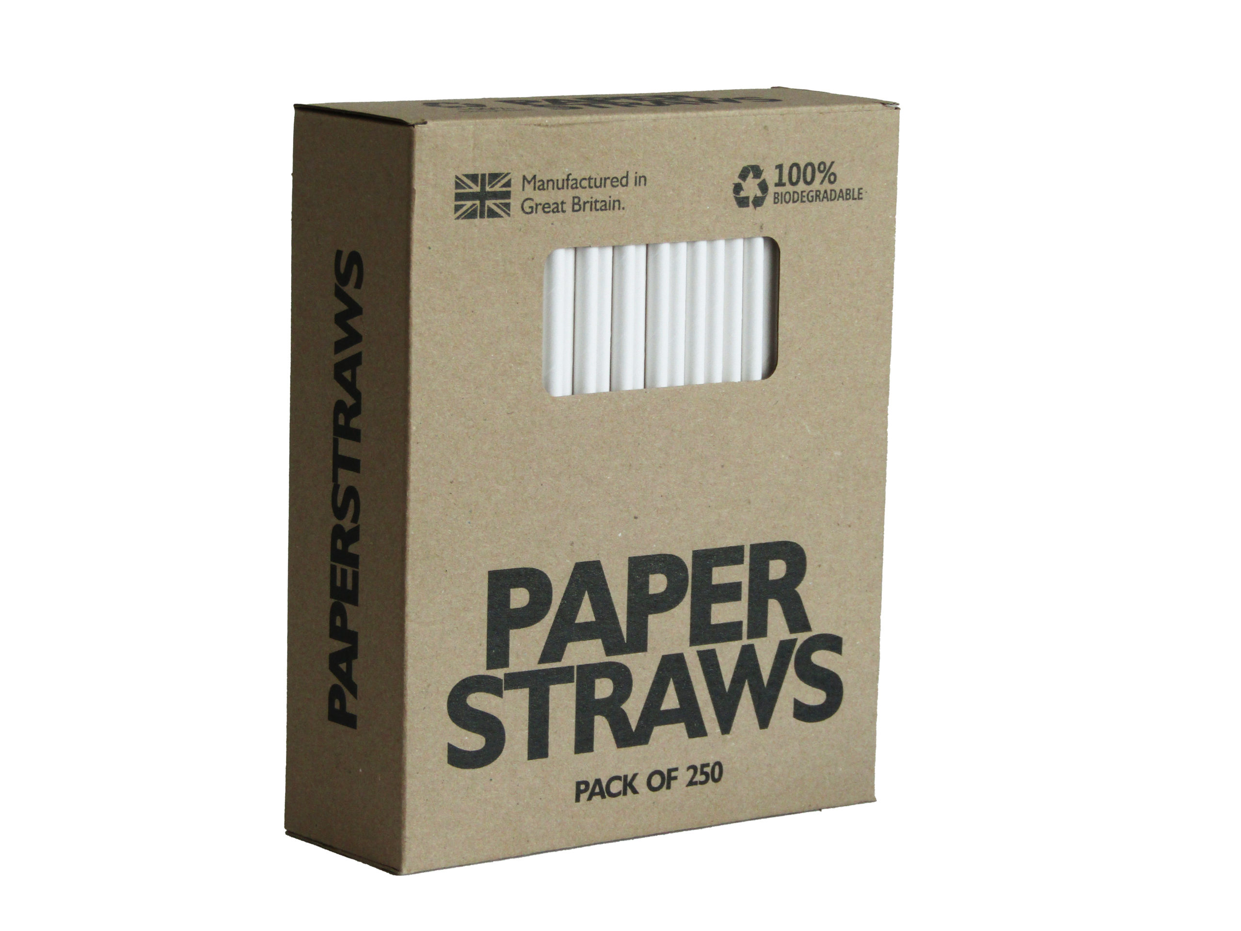 8" Red & White Striped Paper Drinking Straws Biodegradable Boxes of 250 