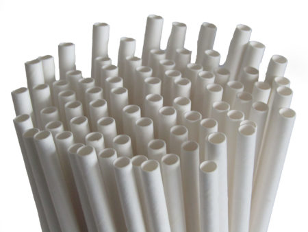 white paper straws bundle front view