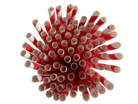 red paper straws bundle