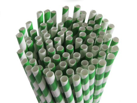 green paper straws bundle front view