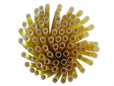 yellow paper straws bundle