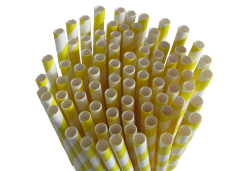 yellow paper straws bundle front view
