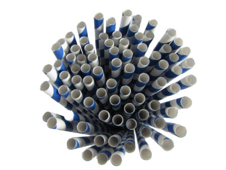 blue paper straws bundle