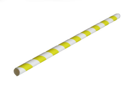single yellow paper straw