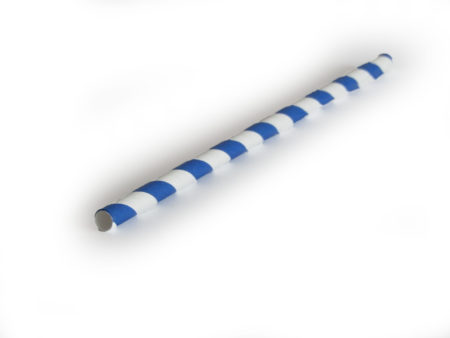 single blue paper straw