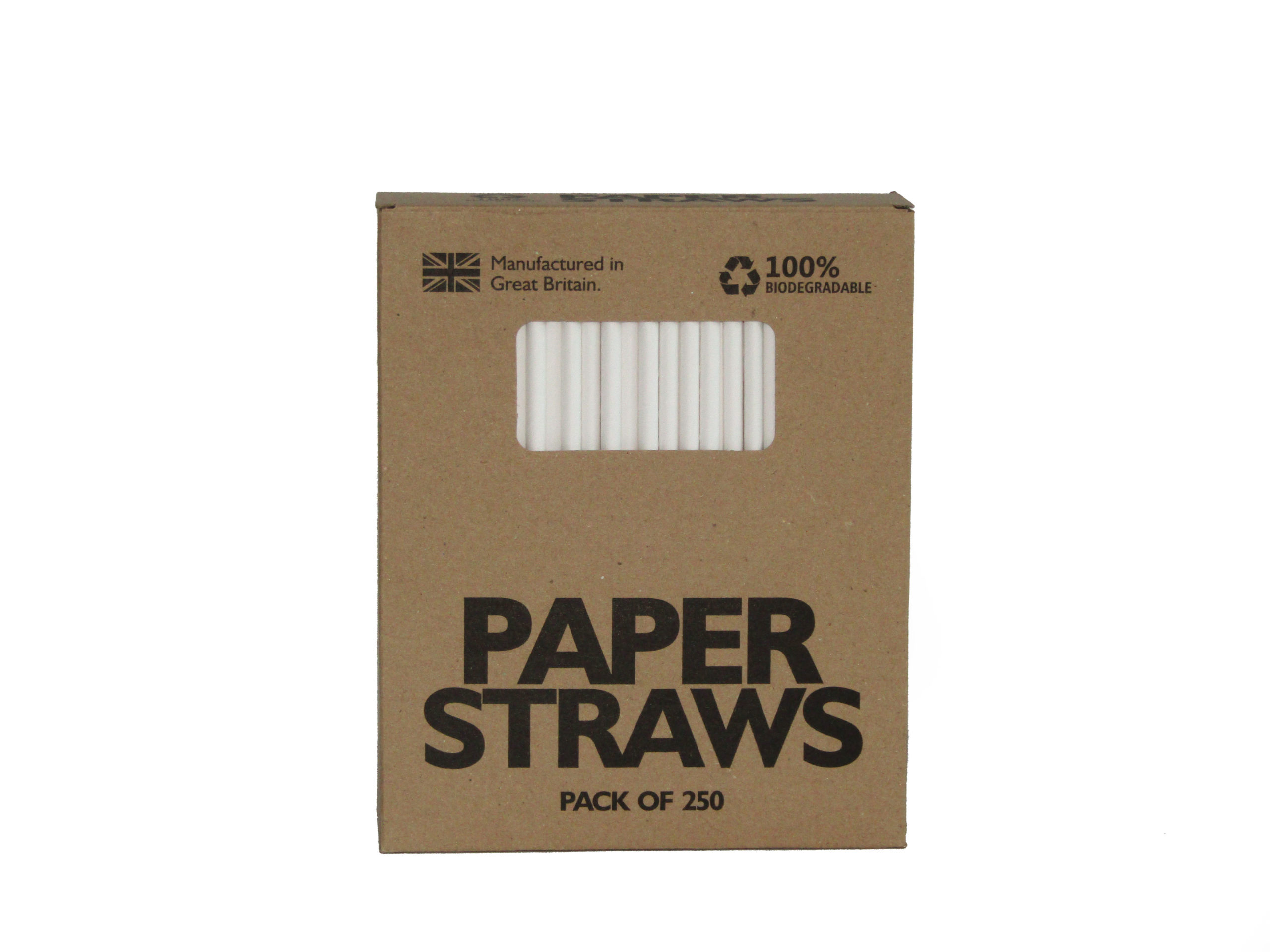 weißer Papiertrinkhalm Vorderansicht Verpackung